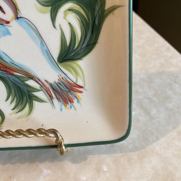 GAIL PITTMAN CHRISTMAS TRIMMINGS SQUARE SALAD PLATE - Two Turtle Doves!! - Picture 6 of 9